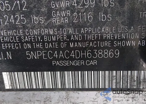 2013 Hyundai Sonata Limited z USA, uszkodzony, nr VIN 5NPEC4AC4DH638869